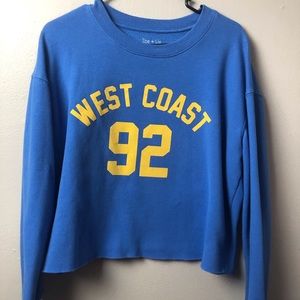 blue cropped crew neck